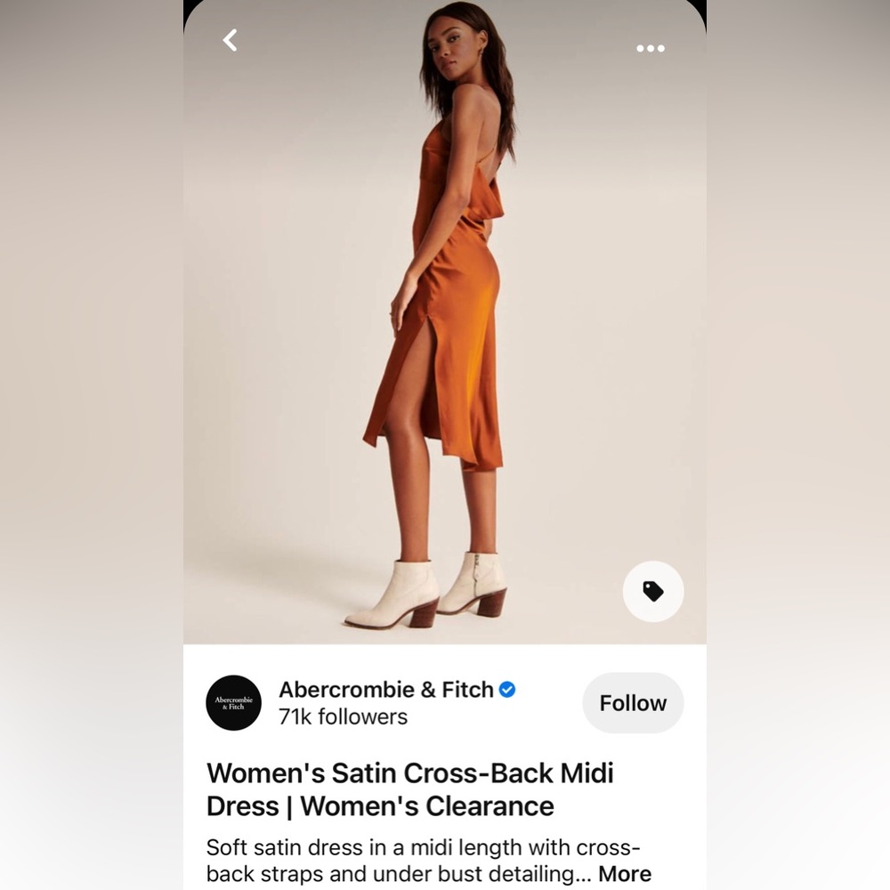 Never worn A&F satin midi dress.